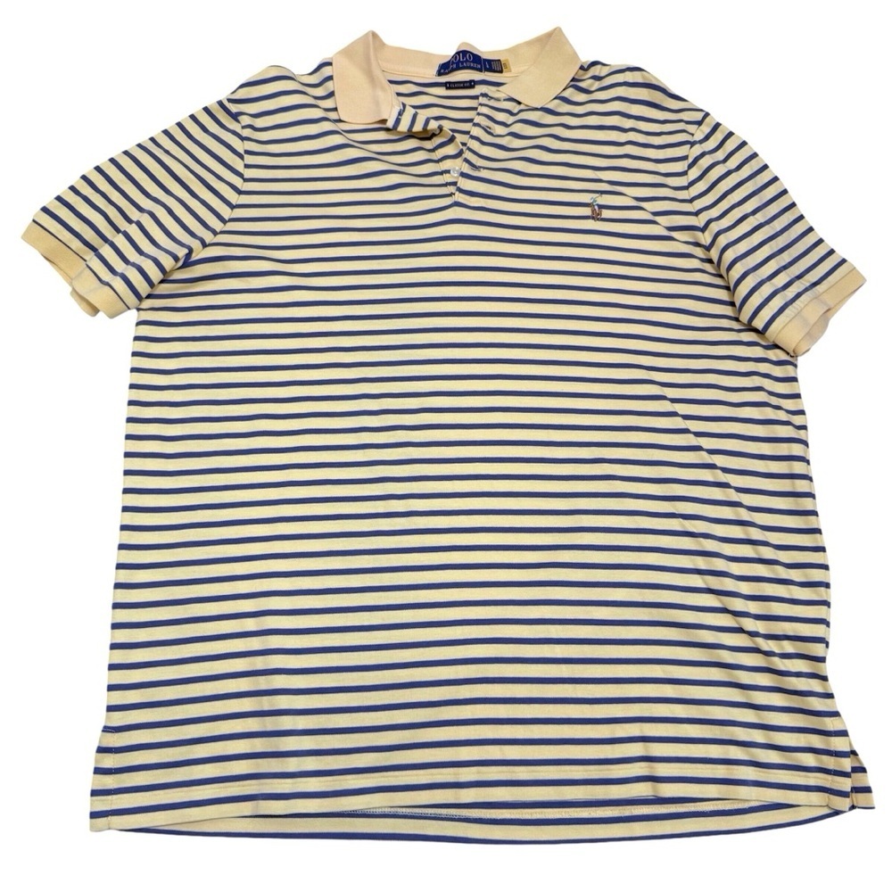 Polo Ralph Lauren Classic Fit Soft Cotton Polo Shirt in Yellow Blue Size Large